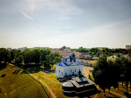 Aerial view of Church of the Nativity of the Virgin in Orsha Belarusの写真素材