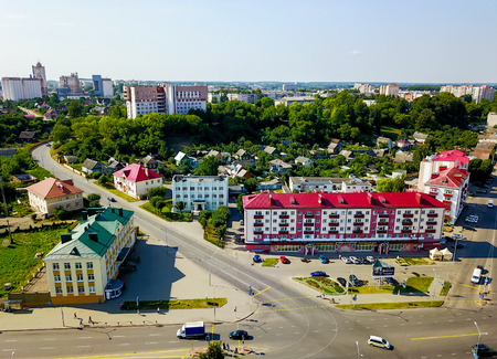 Aerial view of city skyline of Orsha Belarusのeditorial素材