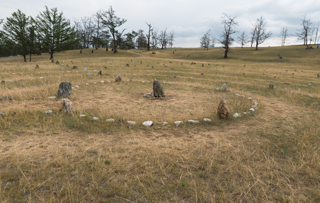 Ritual circles on the shores of Lake Baikalの写真素材