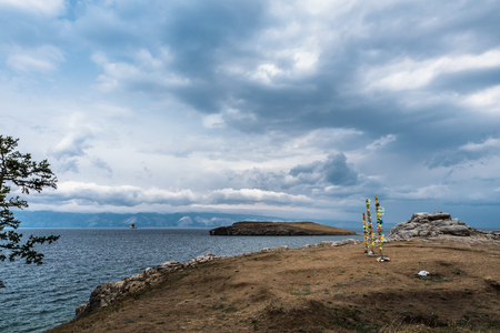 Scenic view of the shores of Lake Baikalの写真素材
