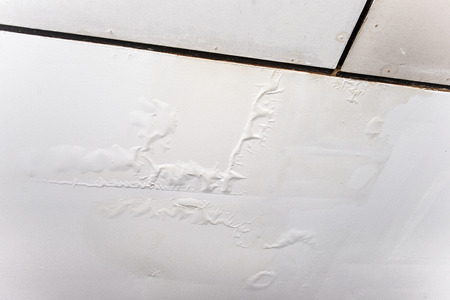 Damaged ceiling from water leak in rainy seasonの写真素材