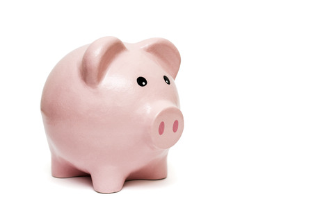 Piggy bank isolated on white backgroundの写真素材