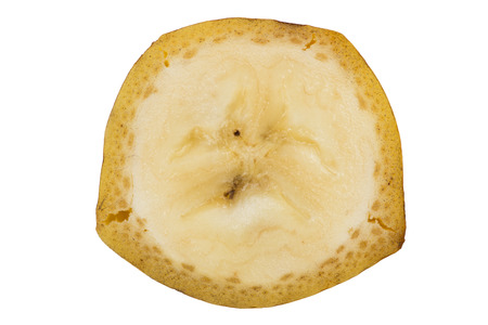 Banana slice isolated on white backgroundの写真素材