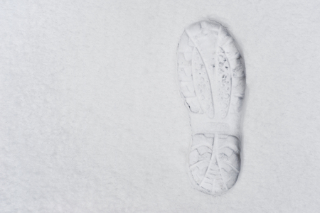 Footprint in fresh snowの写真素材