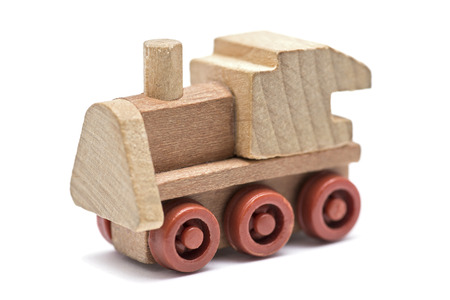Toy train isolated on a white background. Locomotive, wooden train, toy isolated on a white...