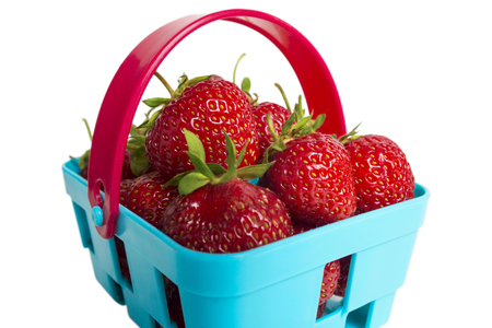 Strawberries in a basketの写真素材