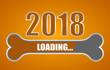 2018 year. The window is loaded in the form of a bone. Vector illustrationのイラスト素材