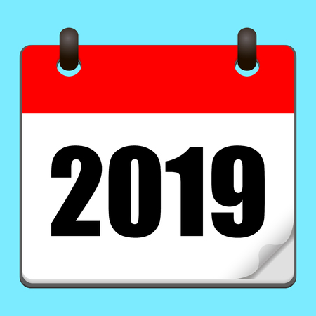 Calendar icon 2019. Happy New Year 2019. Vector illustrationのイラスト素材