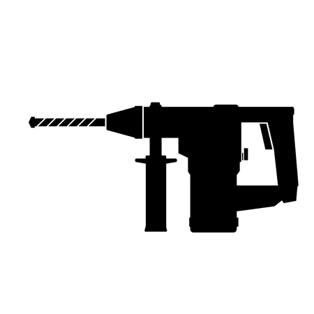 Electric hammer drill. Drill tool with bit icon. Household electric instrument for boring wood and metal with screwdriver function. Perforator illustrationのイラスト素材