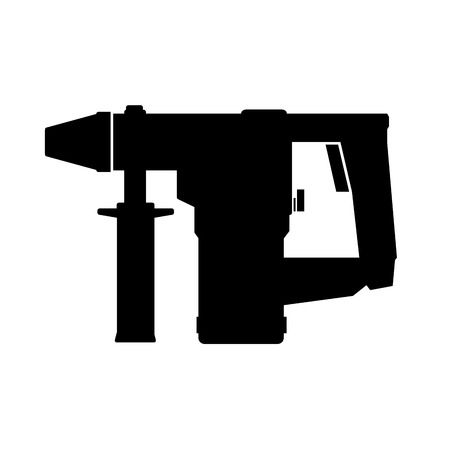 Electric hammer drill. Drill tool with bit icon. Household electric instrument for boring wood and metal with screwdriver function. Perforator illustrationのイラスト素材