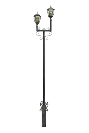 Street lamp on the white. Lamp post street road light poleの写真素材