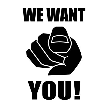 We need you concept vector illustration. Human hand with the finger pointing or gesturing towards you. Vector illustrationのイラスト素材