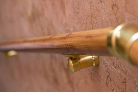 Railing, banister, pretty banister. Wood line rail. Handrailの写真素材