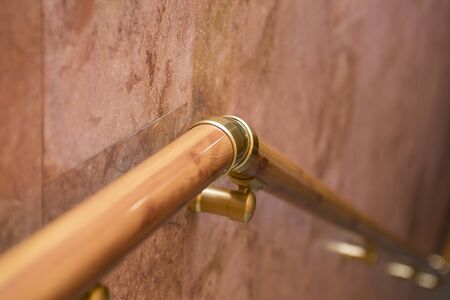 Railing, banister, pretty banister. Wood line rail. Handrailの写真素材