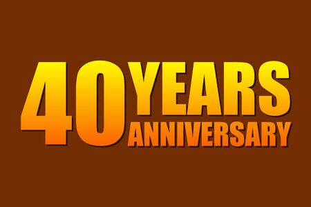 40 years anniversary celebration simple logo. Isolated on dark background. Vector illustration