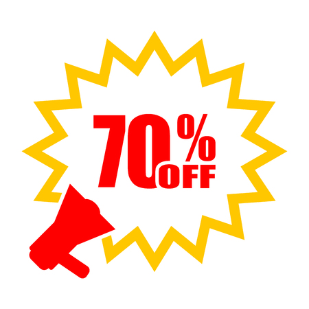 Megaphone with percent discounts. Vector sale labels and megaphone. Business Concept. Discount. Vector illustrationのイラスト素材