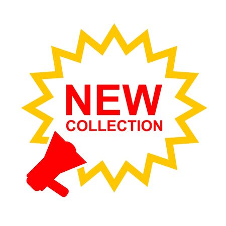 NEW COLLECTION sign with megaphone. Megaphone with text  NEW COLLECTION. Business concept. Vector illustrationのイラスト素材
