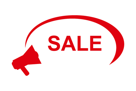 Sale advertising sign with megaphone. Megaphone with text Sale. Business concept. Vector illustrationのイラスト素材