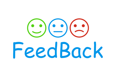 Feedback concept design, emotions scale background and banner. Emotion rating feedback opinion positive or negative. Vector illustrationのイラスト素材
