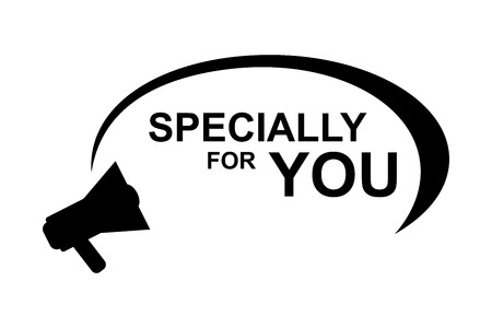 Megaphone With Speech Bubble SPECIALLY FOR YOU. Announcement. Vector illustrationのイラスト素材