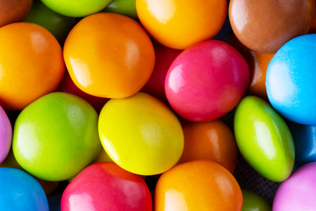 Sweet colorfull candy dragee as background. Mix of colored sweetsの写真素材
