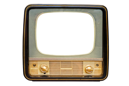 Vintage, retro old television isolated on white background. The old TVの写真素材