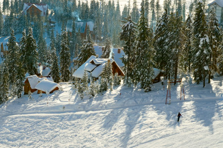 Slope on the skiing resortの写真素材