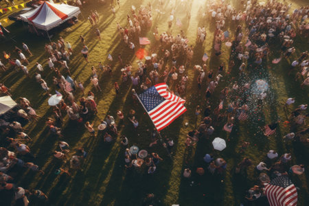 Large number of people celebrating Independence Day together. Generative AIの素材