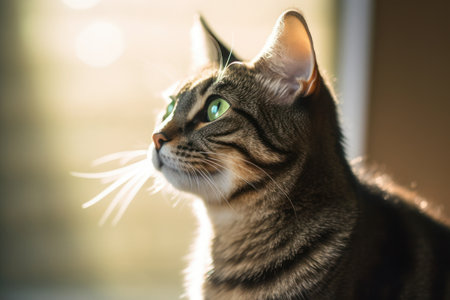 Portrait of a cute cat looking away. Generative AIの素材