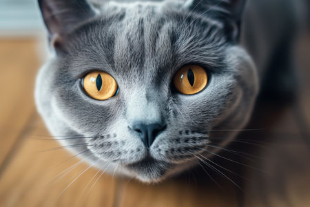 Portrait of a cute cat looking away. British shorthair cat. Generative AIの素材