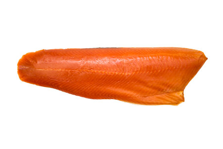 Raw salmon fillets on white background. Fillet of red fish over white background
