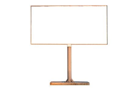 Blank billboard isolated on white background. Empty billboard for advertisementの写真素材