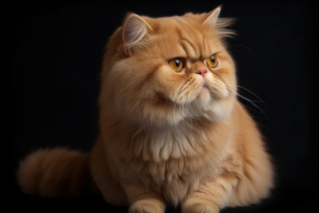 Portrait of a cute cat looking away. Highland fold cat breed. Generative AIの素材