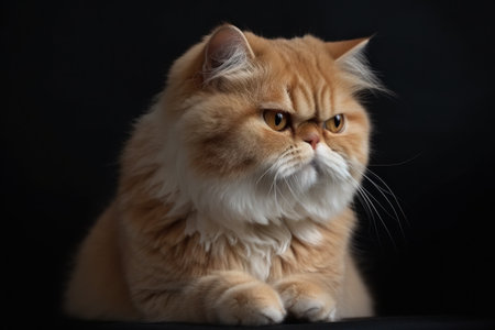 Portrait of a cute cat looking away. Highland fold cat breedの素材