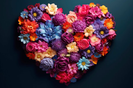 Floral Heart Arrangement on Dark Backgroundの素材
