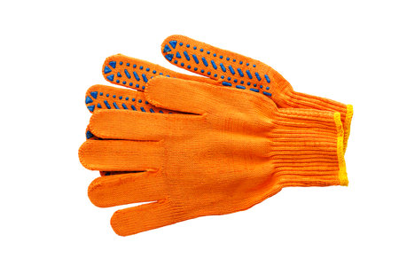 Orange Textile Work Gloves with Blue Dots