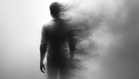Solitary Figure Merging with Mistの素材