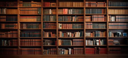 Classic Library Bookshelf Full of Booksの素材
