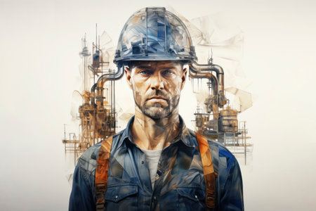 Industrial Worker Double Exposureの素材