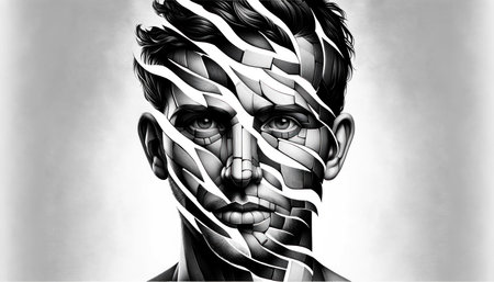 Abstract Shattered Human Face Illustrationの素材