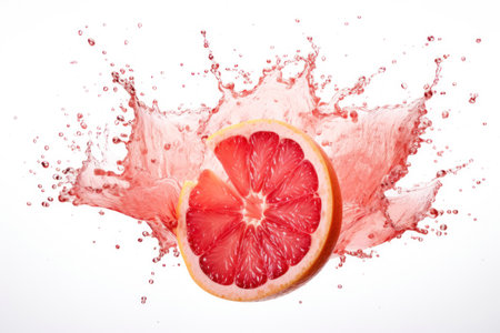 Foto de Grapefruit Slice with Vibrant Juice Splash - Imagen libre de derechos