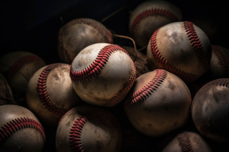 Close-Up of Used Baseballsの素材