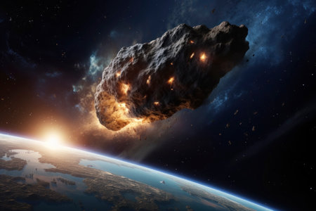 Asteroid Approaching Earth in Spaceの素材