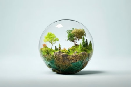 Spherical Terrarium with Trees and Landscapeの素材