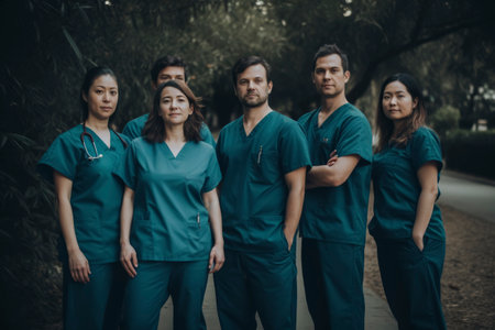 Diverse Team of Medical Professionals Standing Togetherの素材