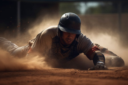 Baseball Player Sliding into Baseの素材