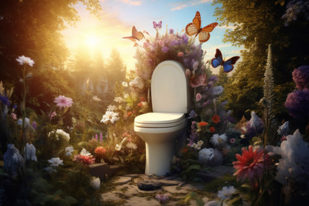Fantasy Garden with Toilet, Magical Sunriseの素材