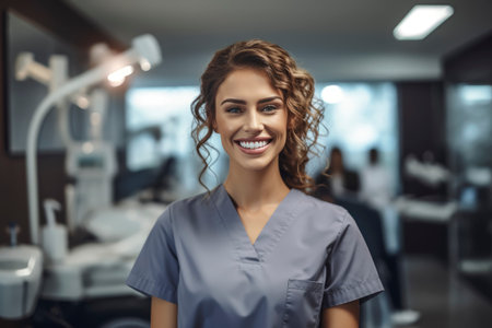 Smiling Female Dentist in Professional Settingの素材