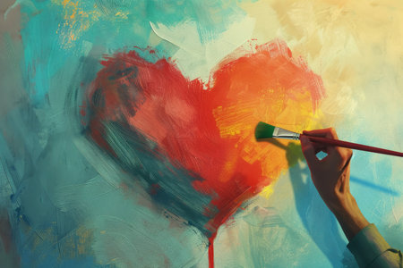 Artistic Hands Painting Heartの素材