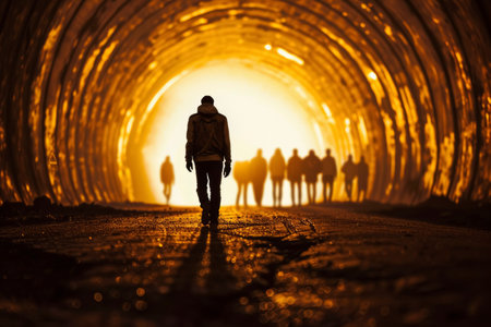 Silhouette in Fiery Tunnelの素材